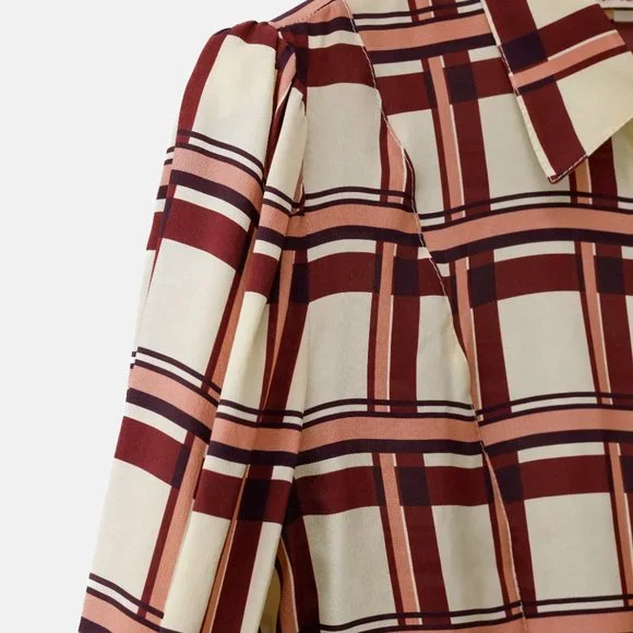 Marni Cream Plaid Silk Blouse - Picture 7 of 13